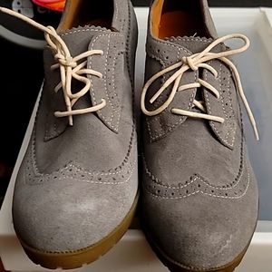 Dr Martens Grey Suede Sita Brogues Wedge Heels size 11